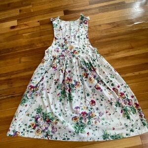 COTTAGECORE Handmade-Vintage Pansy Print Pinafore Dress